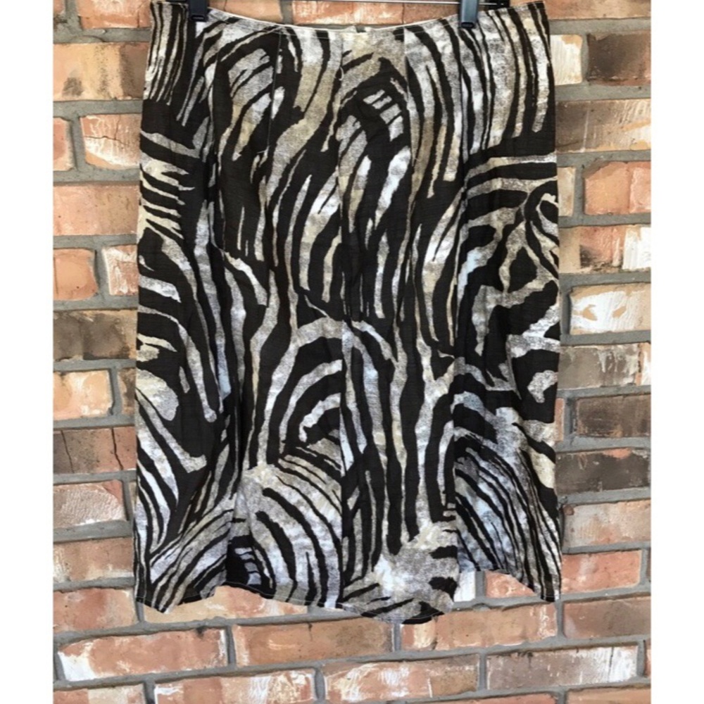 Style & Co. Brown Tan Zebra Animal Print Cotton Skirt Size 10
